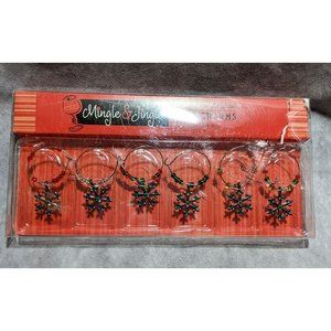 Mingle & Jingle Handcrafted Artglaass Snowflake Wine Charms